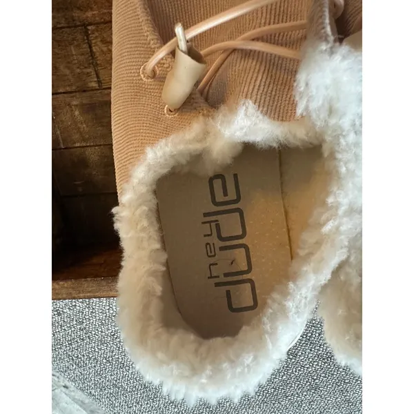 Hey Dude Wendy‎ Corduroy Peach Pink Faux Fur Lined Slip On Loafers Womens Shoes - Image 3