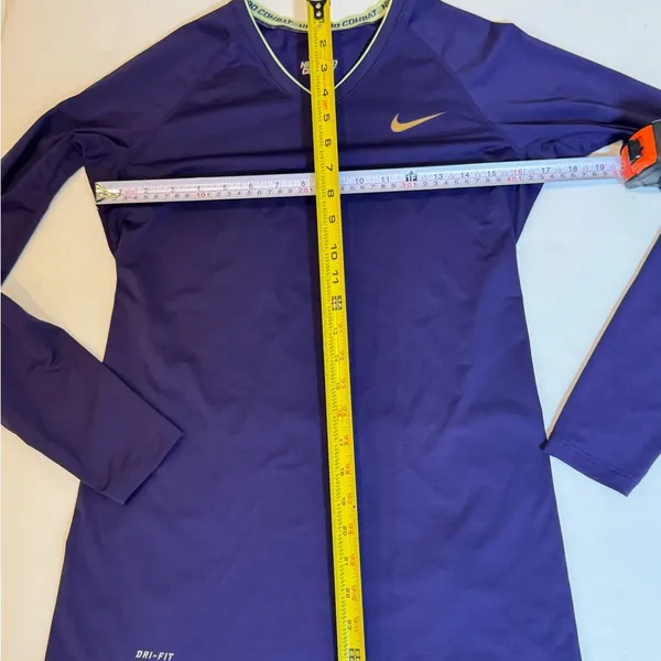 Nike Pro Combat Dri-FIT Compression Top Purple Volt Athletic Gym Women M Fitted - Image 7
