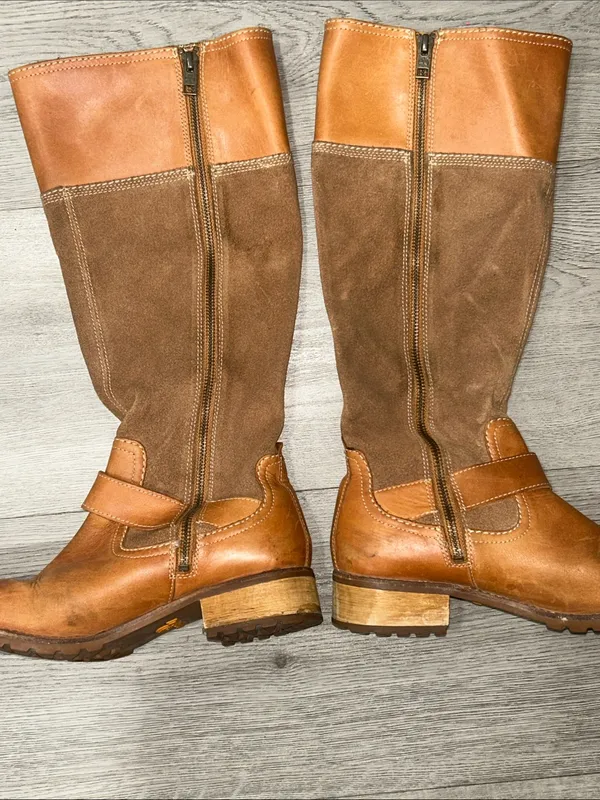 Timberland Women's Tan & Brown Leather Suede Mid-Calf Riding Boots 8.5W - Image 2