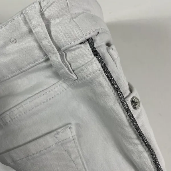 Tommy Bahama Pants Womens 6 White Ella Twill High Rise Ankle Glitter‎ Trim - Image 9