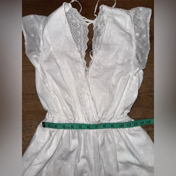 American Eagle Outfitters Eyelet Ruffle White Backless Romper - Image 12