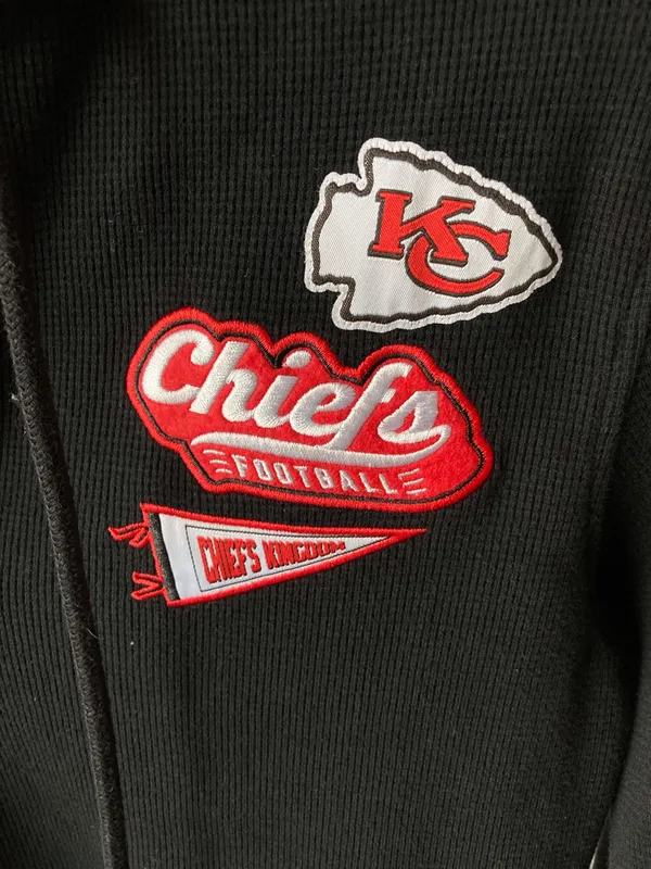 Kansas City Chiefs Waffle Knit Hooded Henley Women’s Black - Image 10