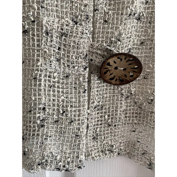 Nina Leonard Open Knit Mesh Cardigan Womens Size XL‎ Cream Boho Festival Minimal - Image 4