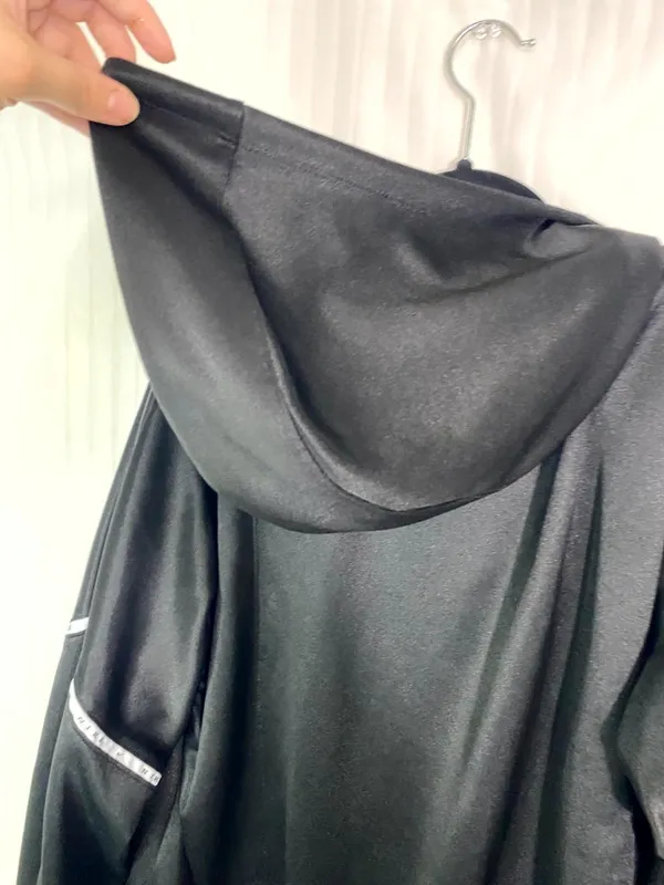 Nike Full Zip Hoodie Women’s Large Black Lightweight Track Jacket Swoosh Logo - Image 7