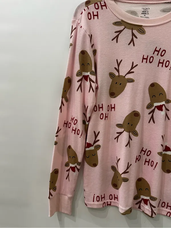 Carter’s Women’s Snug Fit Pajama NEW 2pc Set 100% Cotton Pink Reindeer Medium - Image 3