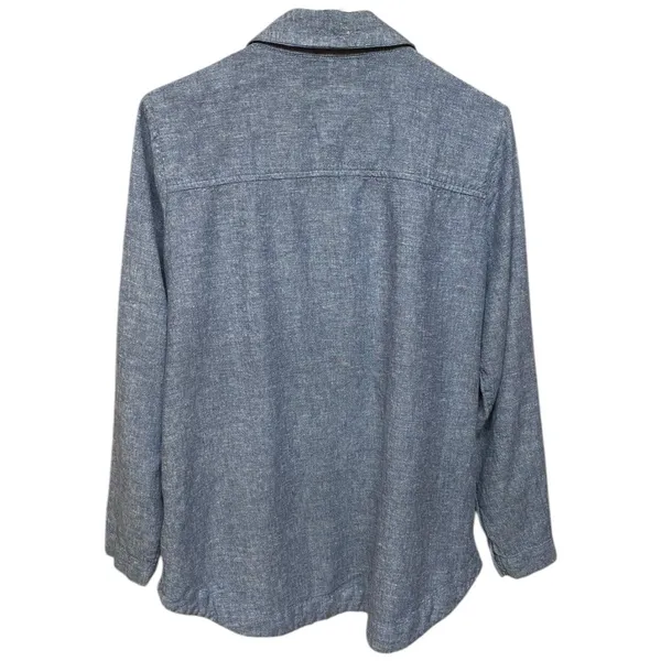 Centigrade Button Front Linen Blend Shacket Shirttail Hem Indigo Blue M NO BELT - Image 2