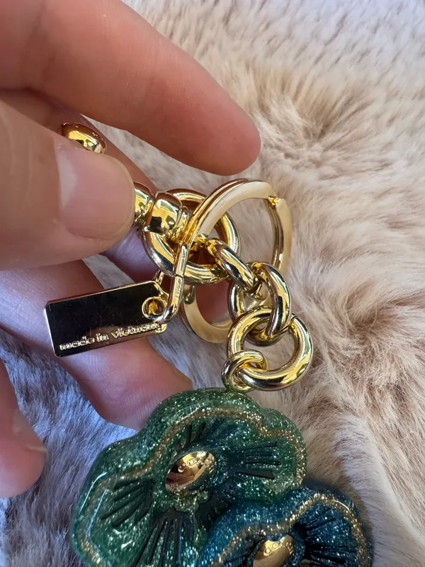 Coach Tea Rose Flower Bag Charm Key Ring - Image 5
