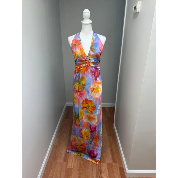 Show Me Your Mumu Chelsea Maxi Dress Brushed Blooms Abstract Print Size Small - Image 5