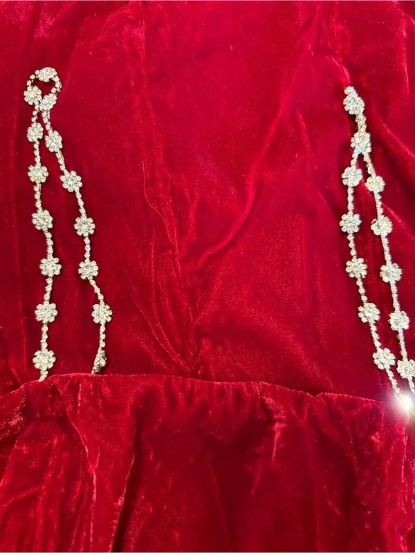 Lulu's Burgundy Velvet Strapless Mini with Crystal Chain Straps - Image 7