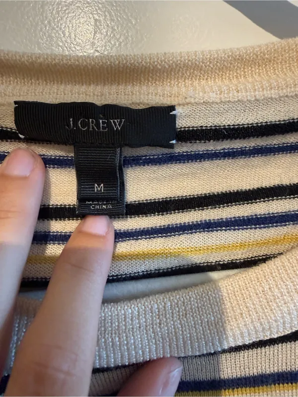 J.Crew 100% Merino Wool Multicolor Striped Sweater Size Medium - Image 3