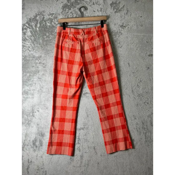 Maeve by Anthropologie Orange Plaid Kick Flare Pants 4 Cropped Career Office - Image 3