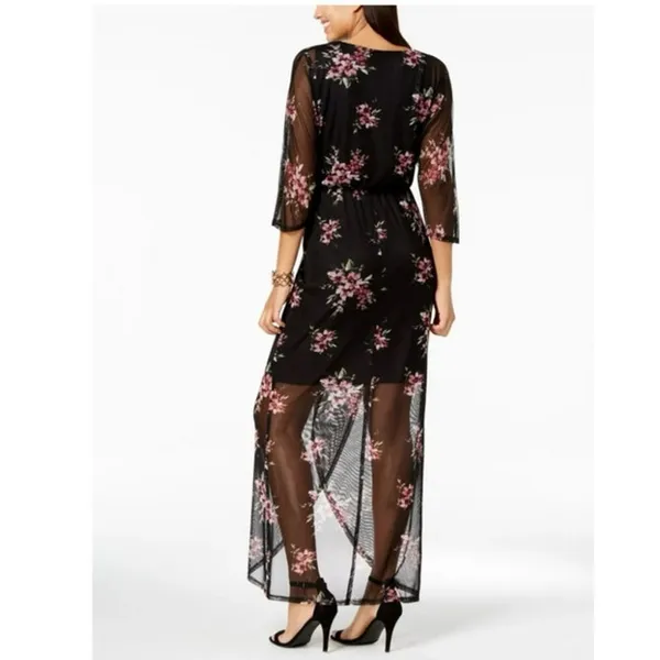 Connected Apparel Dark Romantic Floral Mesh Overlay Maxi‎ Dress Size 22W - Image 10