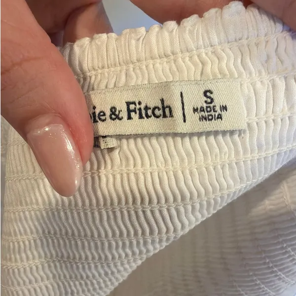 Abercrombie & Fitch Off-The-Shoulder Poplin Puff Sleeve Top In White Size Small - Image 8