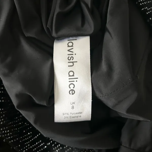 Lavish Alice Altered Crystal Velvet Mini Dress Black Metallic Corset Drape Sz 4 - Image 5