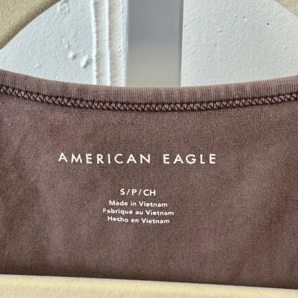 NWT American‎ Eagle Brown Ruched Tie Shoulder Scoop Neck Top T-shirt Small - Image 5