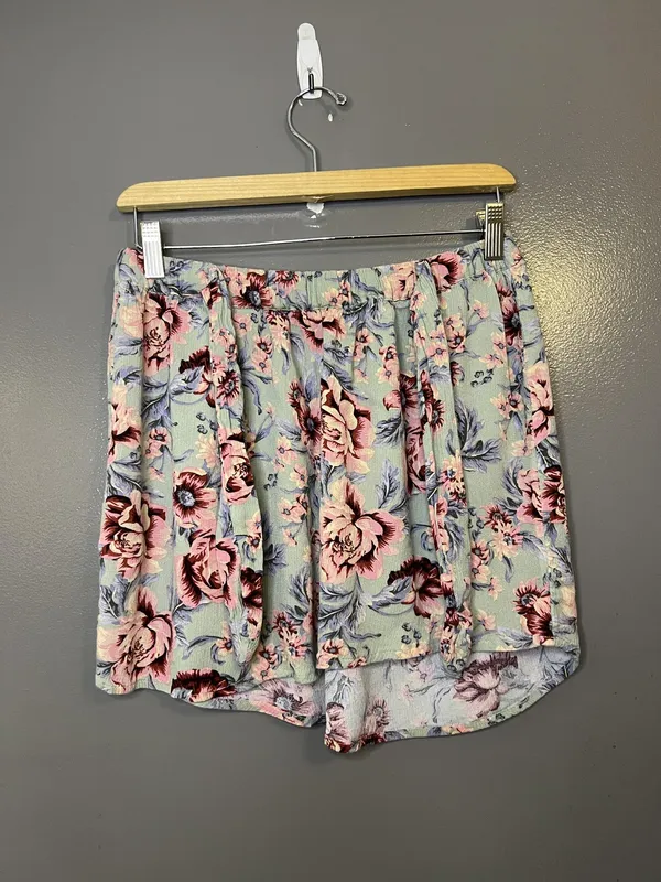 American Eagle Outfitters Skirt Womens Medium Blue Floral Wrap Elastic Waist - Image 3