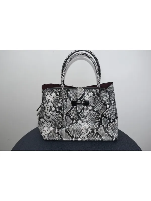ALDO Black White Snakeskin Print Tote Bag Black Lining - Image 2