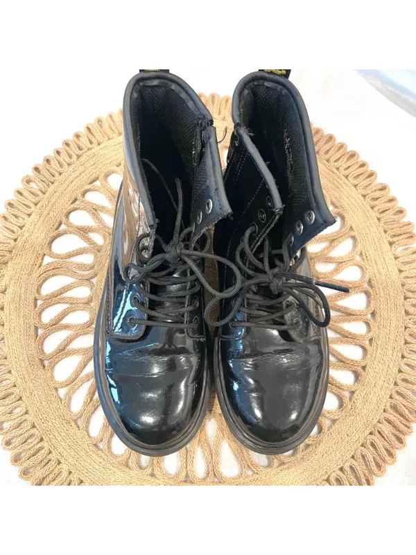 Dr Martens Junior 1460 Patent Leather Lace Up Boots Black 1460J W5 - Image 3