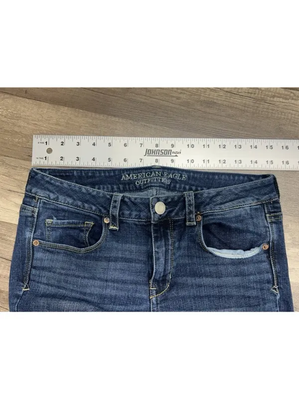 American Eagle Jeans Women 10 Skinny Kick Low Rise Dark Wash Stretch Denim Y2K - Image 5