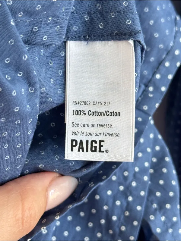 PAIGE Aeldra Wrap Top Blue White Dot Print Long Sleeve Blouse Size M - Image 9