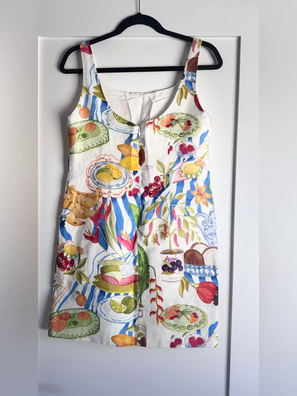 FARM Rio Fresh Table Linen Mini Dress S Fruit Tropical Resort Vacation - Image 5