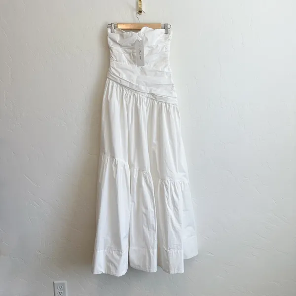 Shona Joy | NWT Maiori Strapless Tiered Maxi Long Formal Gown Dress, Ivory White - Image 5