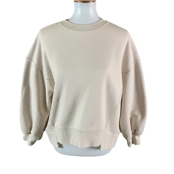 Public Tokyo Beige Minimalist Oversized Crewneck Sweatshirt Free Size Streetwear - Image 2