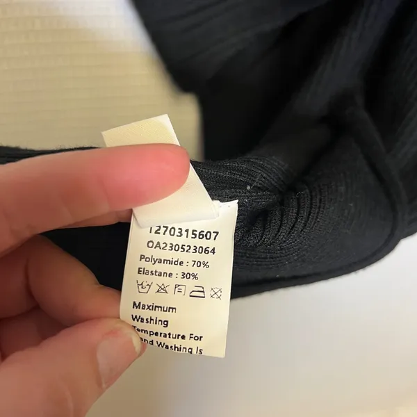 Commense Black Ribbed High Neck Twist Back Sleeveless Top S OA230523064 - Image 6