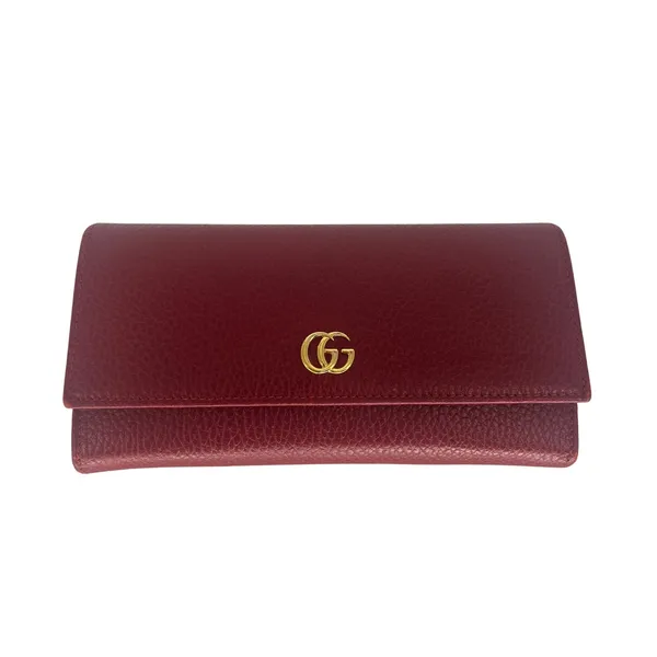 Gucci GG Marmont Continental‎ Wallet Hibiscus Red Pebbled Leather Wallet - Image 6