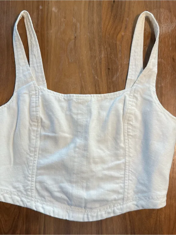 Anthropologie Pilcro White Square-Neck Cropped Tank Corset - Image 2