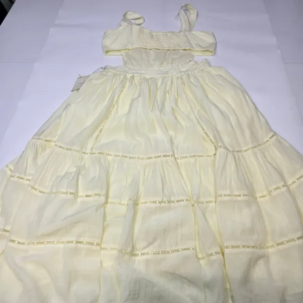 Tularosa Eleanora Embroidered Dress in Mellow Yellow Large - Image 13