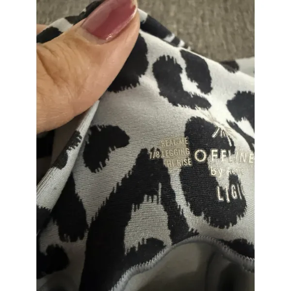 Aerie Offline Women's Real Me Leopard Crossover 7/8 Leggings High Rise Sz L - Image 11