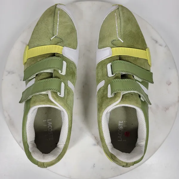 Lacoste Womens Vito Driving Shoe 9 Green White Leather Suede Hook & Loop Sneaker - Image 3
