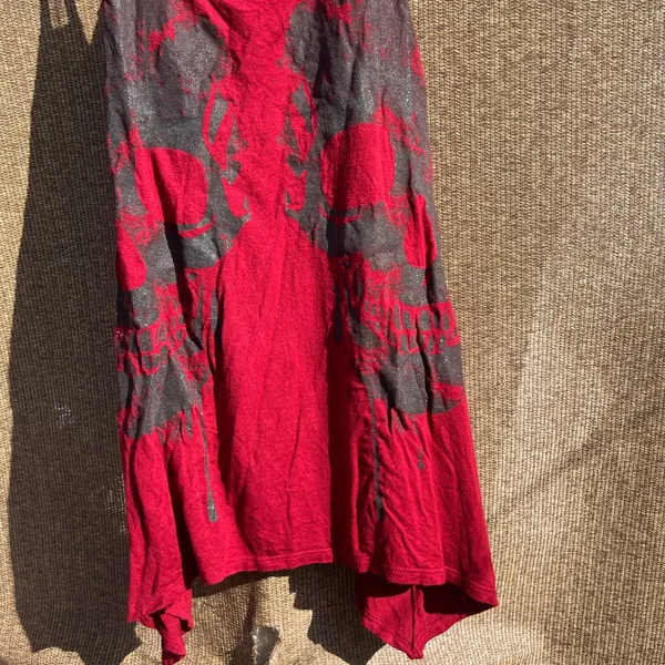 Midnight Hour Skull Punk Rock Sleeveless Top Shirt Womens Sz XS Midnight Red - Image 2