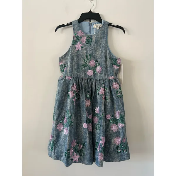 Sister Jane Azul Blue Denim Sequin Floral Minidress NWT Size S - Image 5