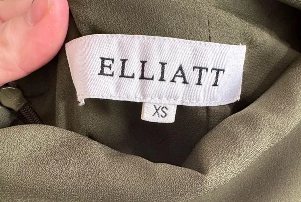 Elliatt Camo Green Asymmetric Satin Halter Mini Dress Size XS - Image 7