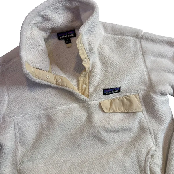 Patagonia Re-Tool Snap-T Pullover Womens Medium Cream White Fleece 25442 - Image 2