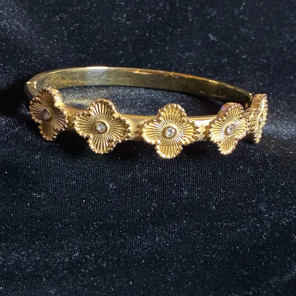 Gold tone Clover Bangle Bracelet - Image 2