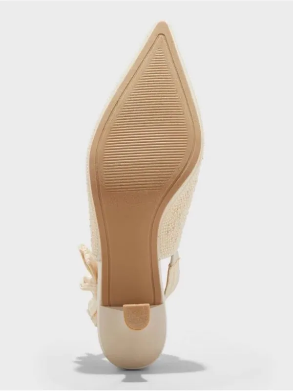 A New Day Pearl-Embellished Cream Slingback Kitten Heel - Image 4