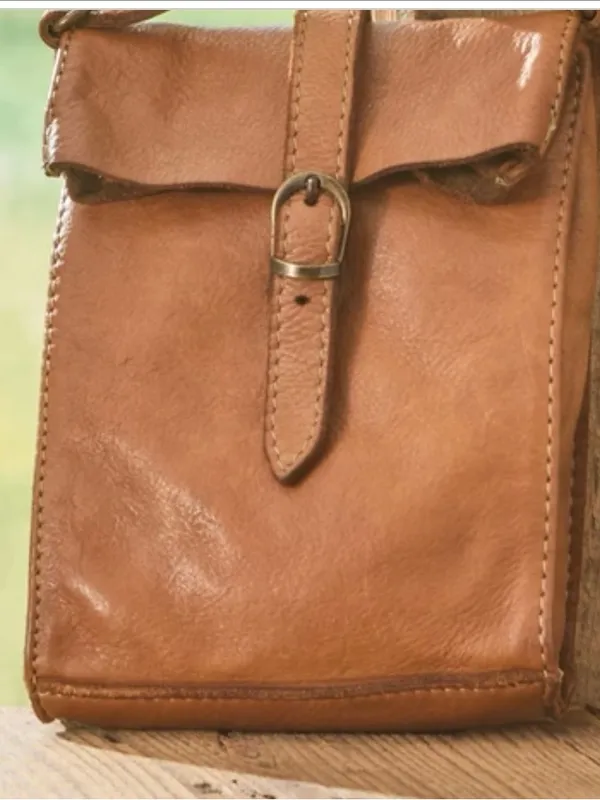 Coldwater Creek Just Right crossbody bag soft calfskin caramel tone leather boho - Image 2