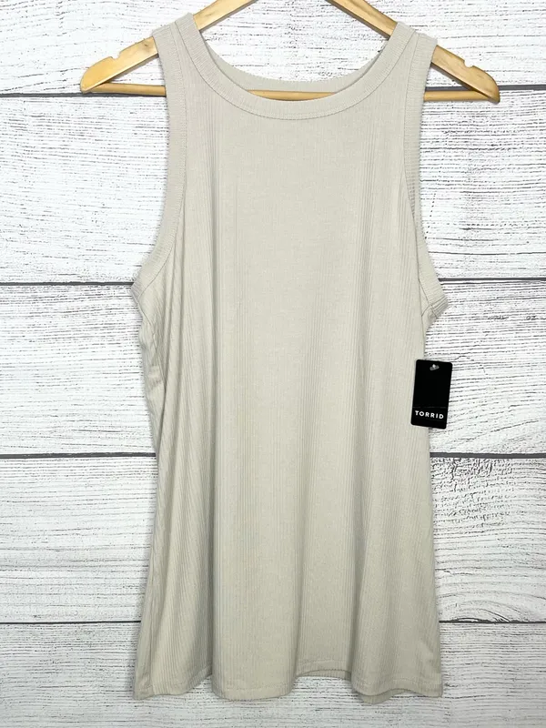 NWT Torrid Super Soft Ribbed High Neck Sleeveless Tank Top Size 2X Cream Gray - Image 10
