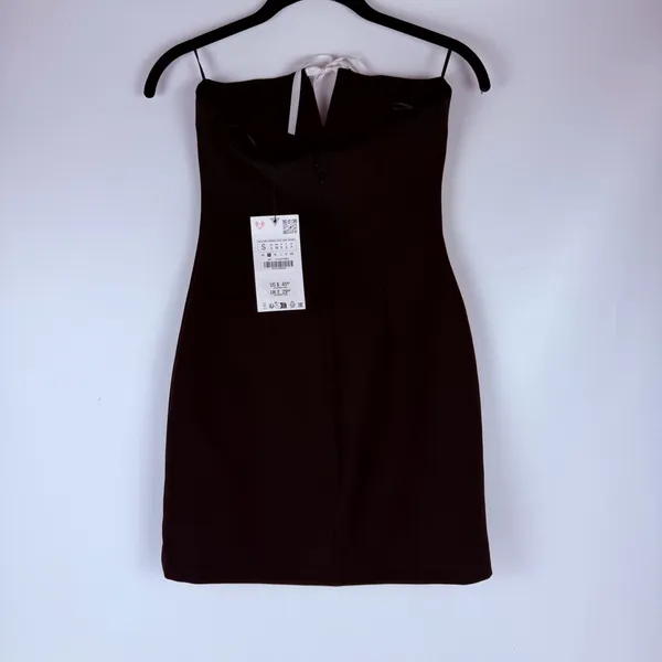 Zara Strapless Black Dress with White Accent - Image 4
