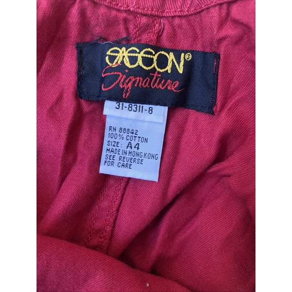 Sasson Signature Vintage Overall Dress Womens Size 4 Red Pinafore Cotton‎ Denim - Image 6