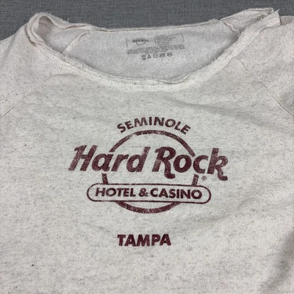 Hard Rock Sweatshirt Womens XL White Seminole Tampa Boat Neck Fleece Graphic - Image 2
