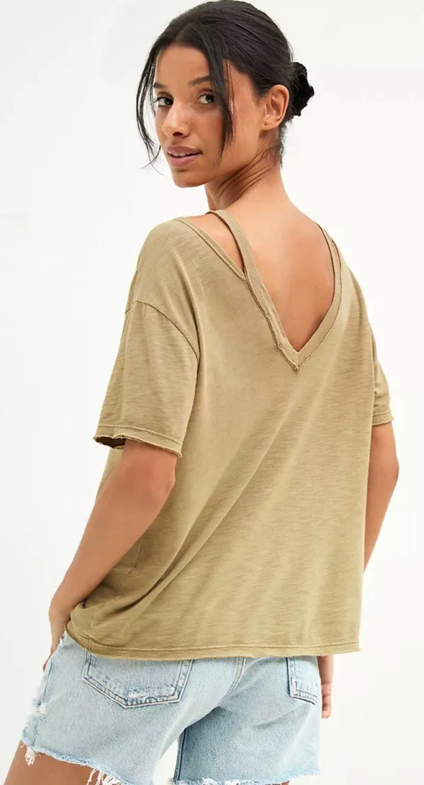 NWT $58 T.La Moss Classic V-Back Pullover Cut-Out Tee XS - Image 2