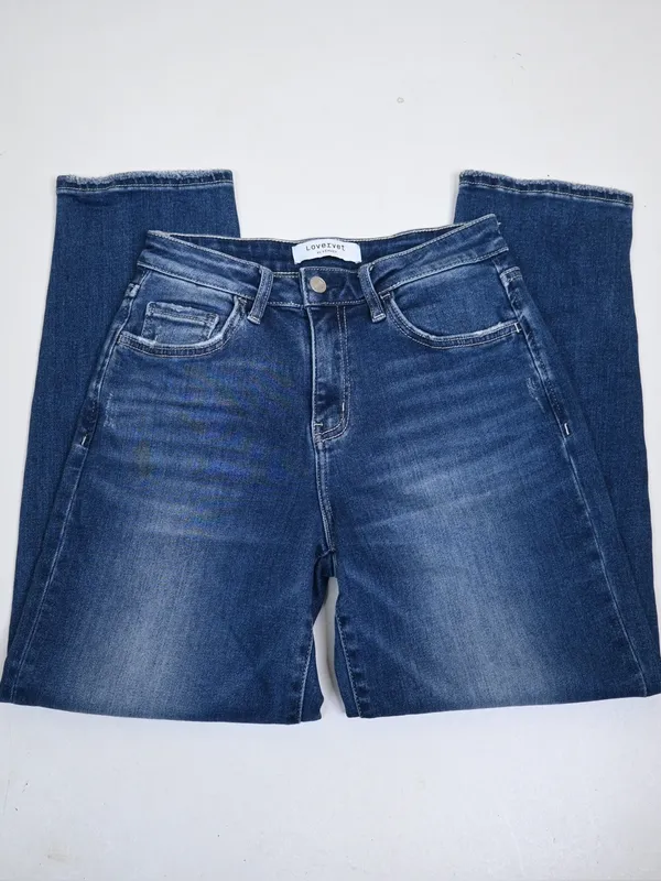 Lovervet by Vervet Women's 26/3 Mid Rise Dark Wash Straight Leg Jean - Image 4