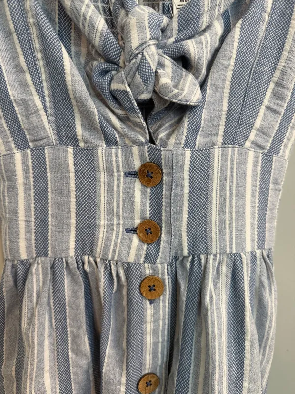 🎉NWT🎉 Roxy Women’s cotton chambray Striped Button up Tie Front small w/pockets - Image 4