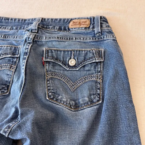 Levi's 529 Curvy Bootcut Jeans Womens 6M Blue Y2K‎ Flap Pocket Flare - Image 6