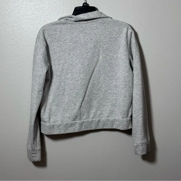Puma Womens Hoodie Gray mock‎ neck Pullover boxy Sweatshirt size Small - Image 5