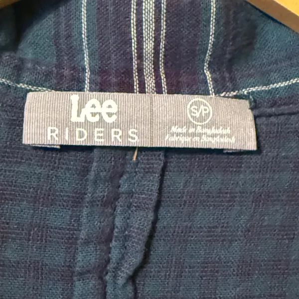 Lee Riders Plaid Button Down Shirt Small Green Purple Long Sleeve Boho Grunge - Image 3